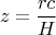 $$z=\frac{rc}{H}$$