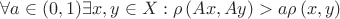 $\forall a \in (0,1)  \exists x,y \in X : \rho\left( Ax, Ay \right) > a \rho \left(x,y \right) $