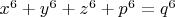 $x^6+y^6+z^6+p^6=q^6$