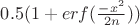 $0.5(1+erf(\frac{-x^2}{2n}))$