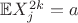 $\mathbb{E} X^{2k}_j= a$