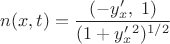 $n(x,t)=\dfrac{(-y'_{x},\;1)}{(1+y'_x^2)^{1/2}}$