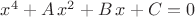 ${x}^{4}+A\,{x}^{2}+B\,x+C=0$