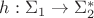 $h:\Sigma_{1}\rightarrow\Sigma_2^{*}$