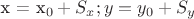x = x_0 + S_x ; y = y_0 + S_y