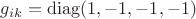 $g_{ik}=\operatorname{diag}(1,-1,-1,-1)$