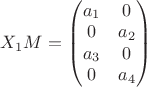 $X_1M=\begin{pmatrix} a_1 & 0 \\ 0 & a_2 \\a_3 & 0\\0 & a_4\\\end{pmatrix}$