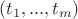 $(t_1,...,t_m)$