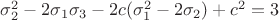 $\sigma_2^2-2\sigma_1\sigma_3-2c(\sigma_1^2-2\sigma_2)+c^2=3$