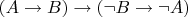 $(A\to B) \to (\neg B\to\neg A)$