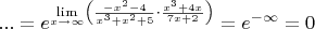 $... = {e^{\mathop {\lim }\limits_{x \to \infty } \left( {\frac{{ - {x^2} - 4}}{{{x^3} + {x^2} + 5}} \cdot \frac{{{x^3} + 4x}}{{7x + 2}}} \right)}} = {e^{ - \infty }} = 0$