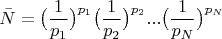 $$\bar{N}=\big(\frac{1}{p_1}\big)^{p_1}\big(\frac{1}{p_2}\big)^{p_2}...\big(\frac{1}{p_N}\big)^{p_N}$$