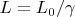 $L = L_0 / \gamma$