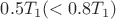 $0.5 T_1 (< 0.8 T_1)$
