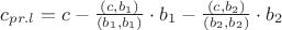 $c_{pr.l}=c-\frac{(c,b_1)}{(b_1,b_1)}\cdot b_1-\frac{(c,b_2)}{(b_2,b_2)}\cdot b_2$$$
