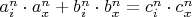 $ {a_i ^n}\cdot {a_x^n} + {b_i^n}\cdot{b_x^n} = {c_i^n}\cdot{c_x^n }$