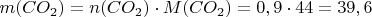 $m(CO_2)=n(CO_2)\cdot{M(CO_2)}=0,9\cdot{44}=39,6$