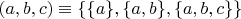 $(a,b,c)\equiv\{\{a\},\{a,b\},\{a,b,c\}\}$