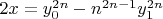 $2x=y_0^{2n}-n^{2n-1}y_1^{2n}$