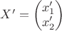 $X'=\begin{pmatrix}
x'_1  \\
x'_2  \\
\end{pmatrix}$