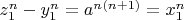 $z_1^n-y_1^n=a^{n(n+1)}=x_1^n$