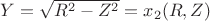 $Y = \sqrt{R^2-Z^2} = x_2(R,Z)$ $Y = \sqrt{R^2-Z^2} = x_2(R,Z)$