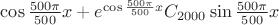 $ \cos\frac{500 \pi}{500}x+e^{\cos\frac{500 \pi}{500}x} C_{2000}\sin{\frac{500 \pi}{500}x}$