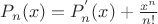 $P_n(x) = P_n^{'}(x) + \frac{x^n}{n!}$