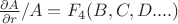 $\frac{\partial A}{\partial r}/A=F_4(B,C,D....)$