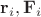 $\mathbf r_i, \mathbf F_i$