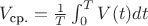 $V_\text{ср.}=\frac 1 T \int_0^TV(t)dt$