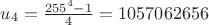 $u_4=\frac{255^4-1}{4}=1057062656$