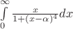 $\int\limits_0^{\infty}\frac x{1+(x-\alpha)^4}dx$ $\int\limits_0^{\infty}\frac x{1+(x-\alpha)^4}dx$