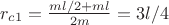 $r_{c1}=\frac{ml/2+ml}{2m}=3l/4$