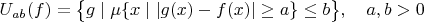 $U_{a b}(f)=\big\{g\mid\mu\{x\mid |g(x)-f(x)|\ge a\}\le b\big\},\quad a,b>0$