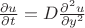 $\frac{\partial u}{\partial t}= D\frac{\partial^2 u}{\partial y^2}$