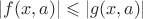 $$ |f(x, a)| \leqslant |g(x, a)|$$