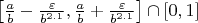 $\left[\frac{a}{b}-\frac{\varepsilon}{b^{2.1}},\frac{a}{b}+\frac{\varepsilon}{b^{2.1}}\right]\cap[0,1]$