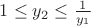 $1 \leq y_2 \leq \frac{1}{y_1}$