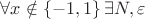 $\forall x \notin \left\lbrace -1, 1\right\rbrace \exists N, \varepsilon$