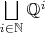 $\bigsqcup\limits_{i\in\mathbb N}\mathbb Q^i$