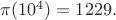 $\pi(10^4)=1229.$