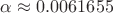 $\alpha \approx 0.0061655$