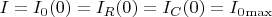 $I = I_0(0) = I_R(0) = I_C(0) = I_0{_\max}$