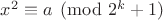 $x^2 \equiv a \pmod{2^k+1}$