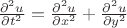 $\frac{\partial^2u}{\partial t^2}=\frac{\partial^2u}{\partial x^2}+\frac{\partial^2u}{\partial y^2}$