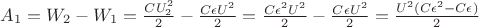 $A_1=W_2-W_1=\frac{CU_2^2}{2}-\frac{C\epsilon U^2}{2}=\frac{C\epsilon^2U^2}{2}-\frac{C\epsilon U^2}{2}=\frac{U^2(C\epsilon^2-C\epsilon)}{2}$