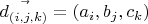 $\vec{d_{(i, j, k)}} = (a_i, b_j, c_k)$