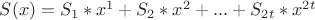 $S(x)=S_1*x^1+S_2*x^2+...+S_2_t*x^2^t$ $S(x)=S_1*x^1+S_2*x^2+...+S_2_t*x^2^t$