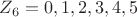 $Z_6={0,1,2,3,4,5}$
